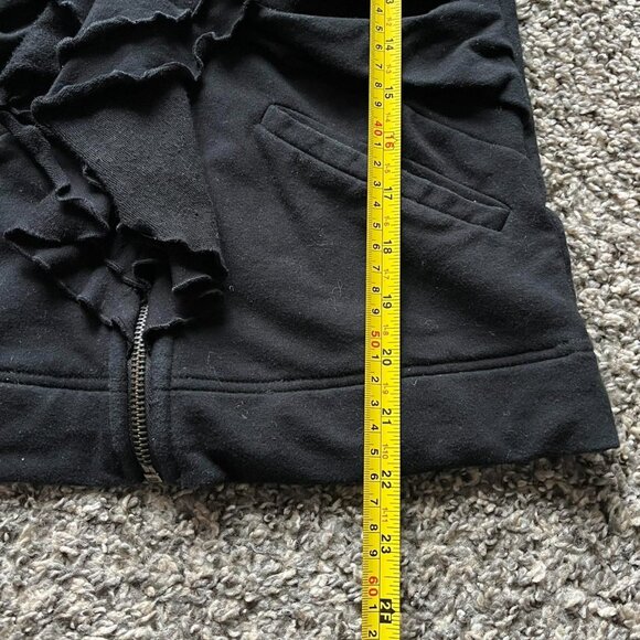 Boston Proper Black Ruffle Zip Up Jacket Womens XS Whimsigoth Skater Goth Altn - Picture 6 of 6